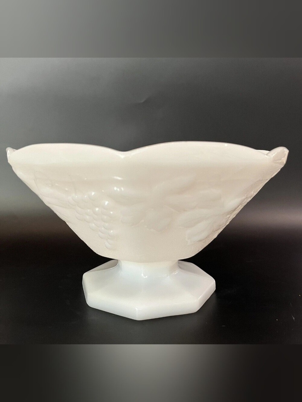 Vintage Anchor Hocking "Harvest Grape" Milk Pedestal Bowl